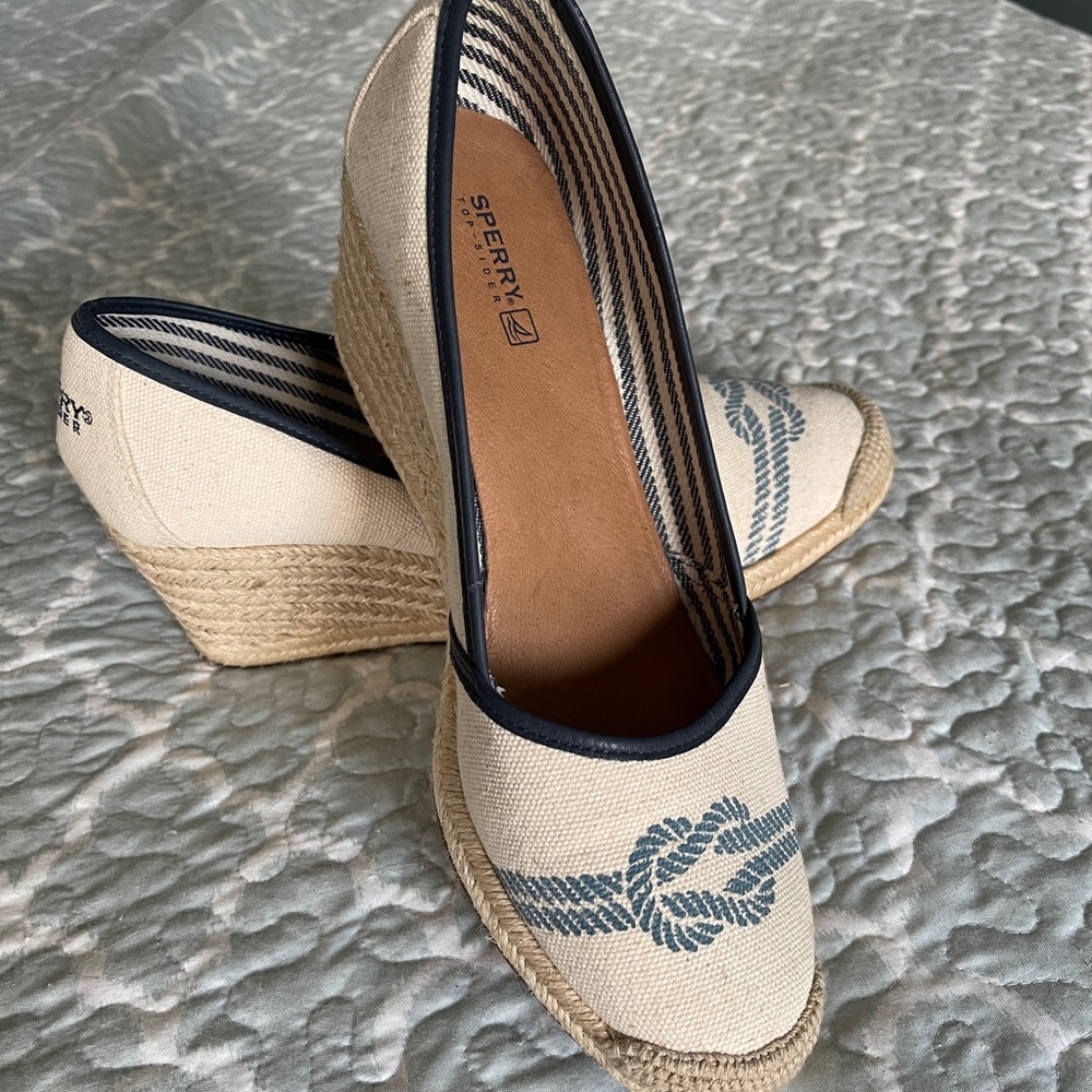 Sperry Women's Wedge Shoes - Cream and Navy